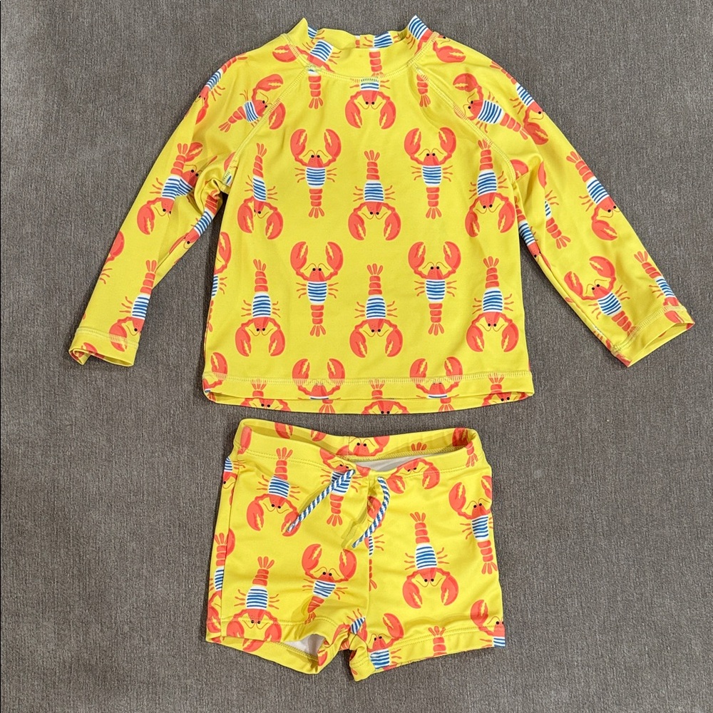 Janie and Jack Lobster rash guard Swim Set sz 18-24 months